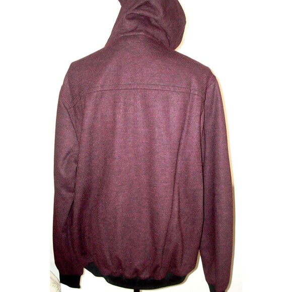 New NWT $248 XL Mens Zip Hoodie Jacket Leather Logo Patch Dark Red True Religion - Picture 5 of 8
